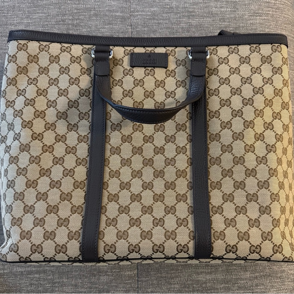 Gucci Monogram Canvas Bag with Dark Brown Trim